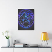 LED Mountain Wolf Night Circle Scene Wall Art & Canvas Print