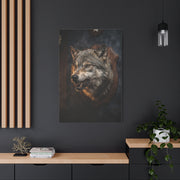 Mounted Wolf Head Lodge Trophy Scene Wall Art & Canvas Print