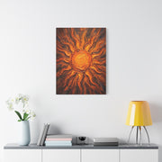 Fiery Impasto Sunburst Painting Wall Art & Canvas Print