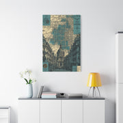 Vintage City Map Architectural Collage Wall Art & Canvas Print