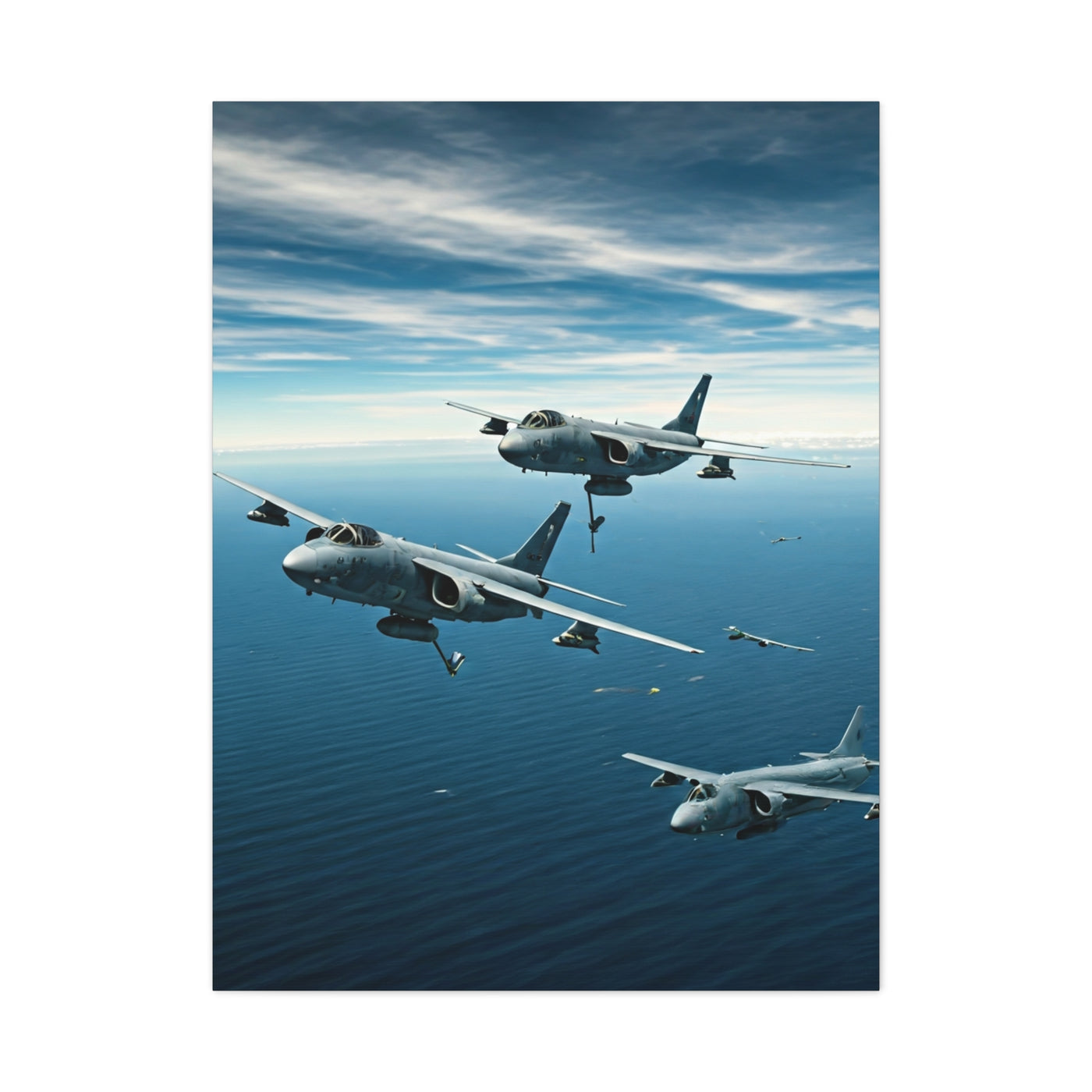 Squadron Formation Over Ocean Sky Wall Art & Canvas Prints