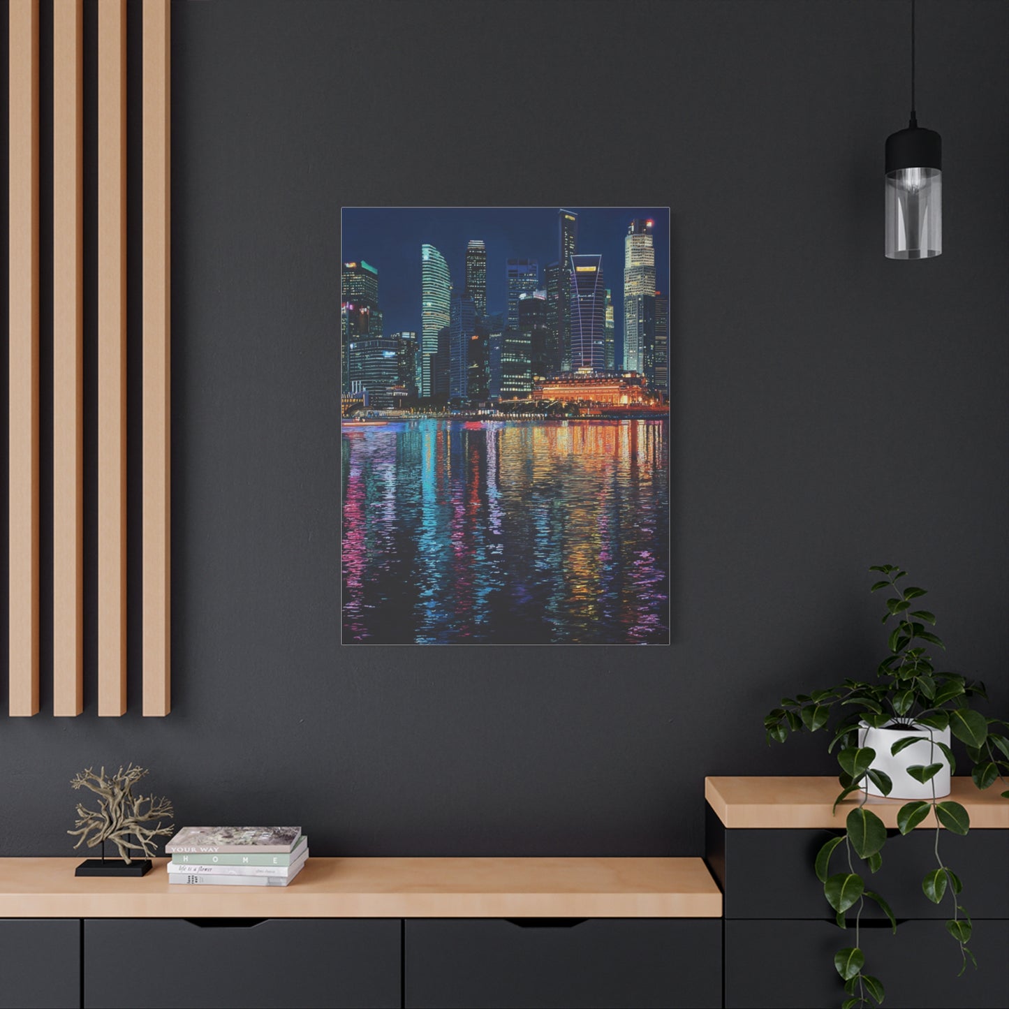 Singapore Skyline Marina Bay Night Reflections Wall Art & Canvas Print