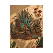Quail Family Metal Relief Southwest Wall Art & Canvas Print