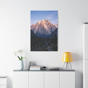 Sunlit Alpine Peak & Forest Valley Wall Art & Canvas Print
