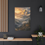 Golden Mountain Valley Wolf Pair Landscape Wall Art & Canvas Print