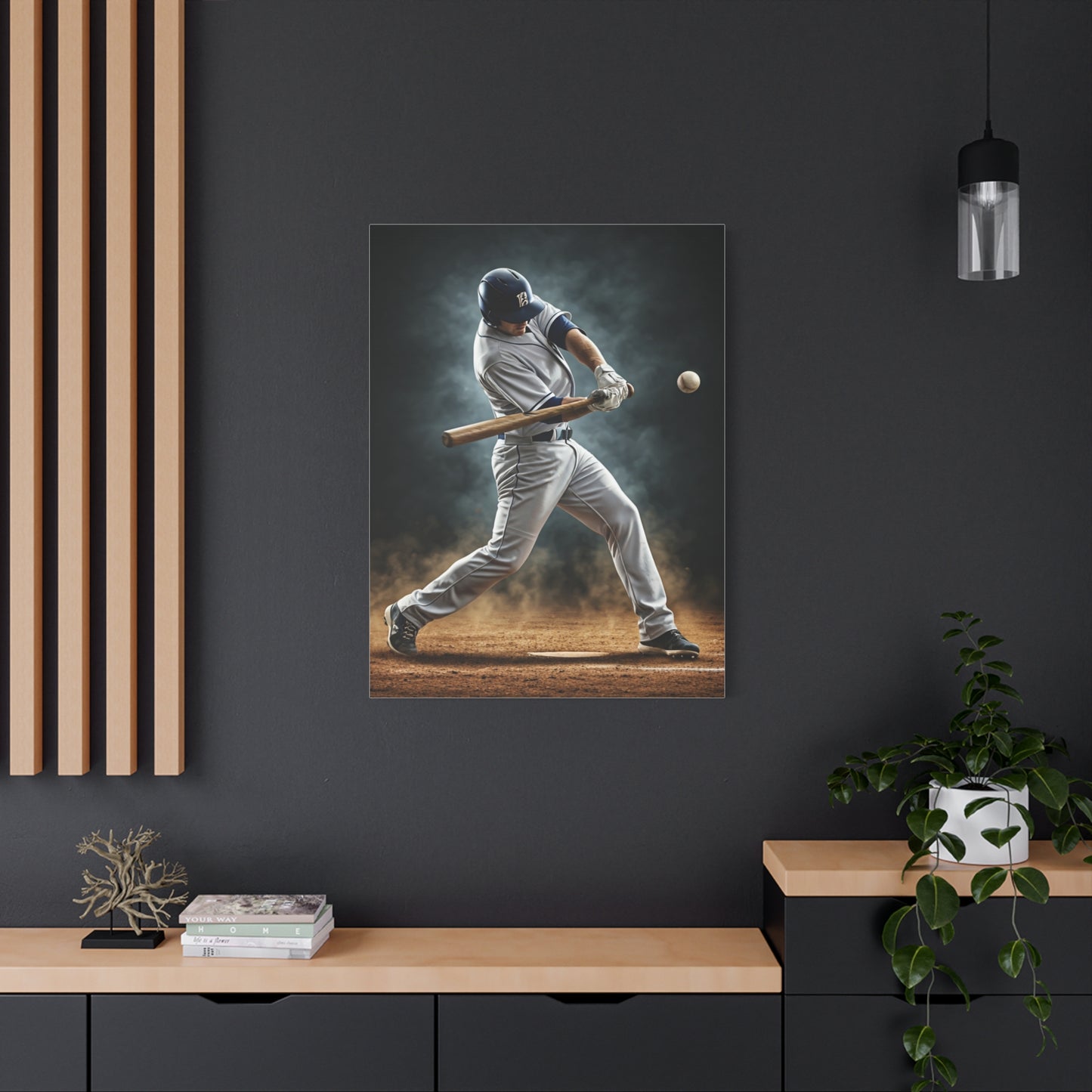 Spotlight Baseball Swing Impact Wall Art & Canvas Prints