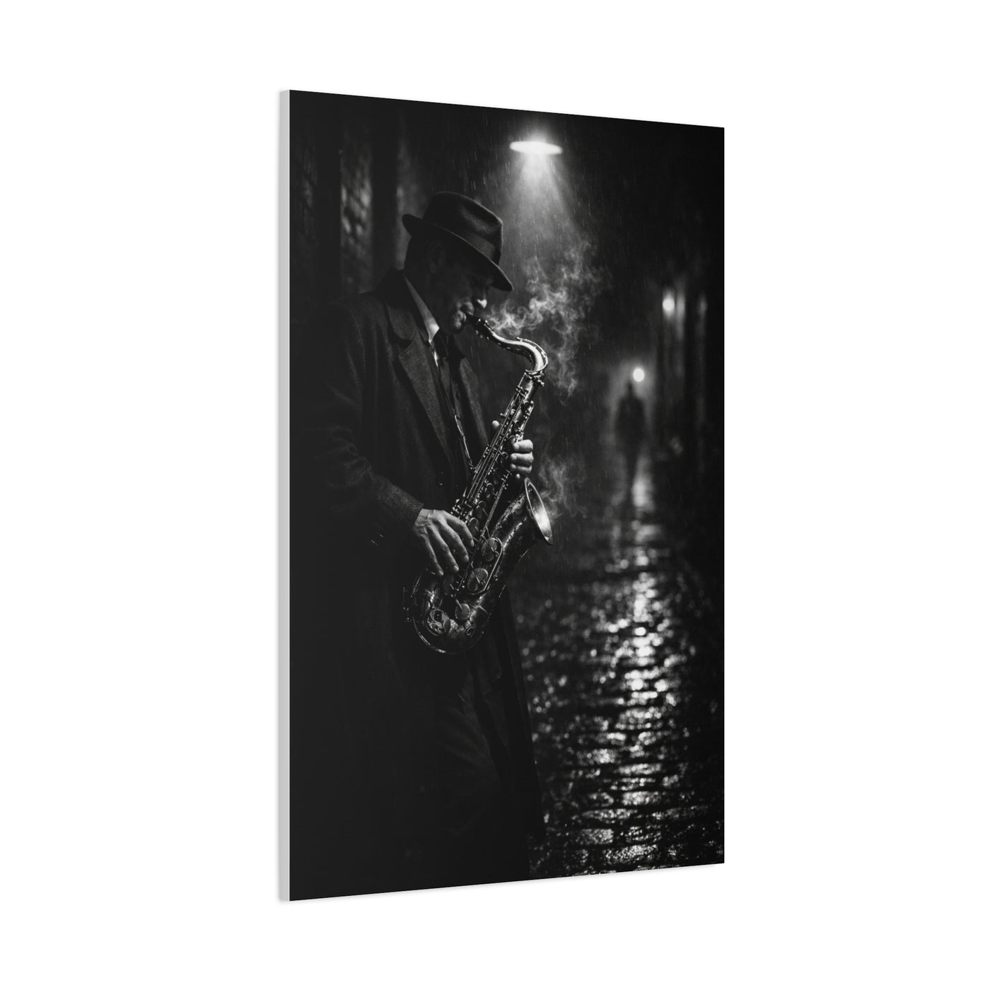 Noir Jazz Saxophone Alley Wall Art & Canvas Print