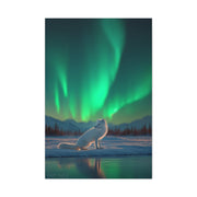 Arctic Fox Aurora Night Wall Art & Canvas Print