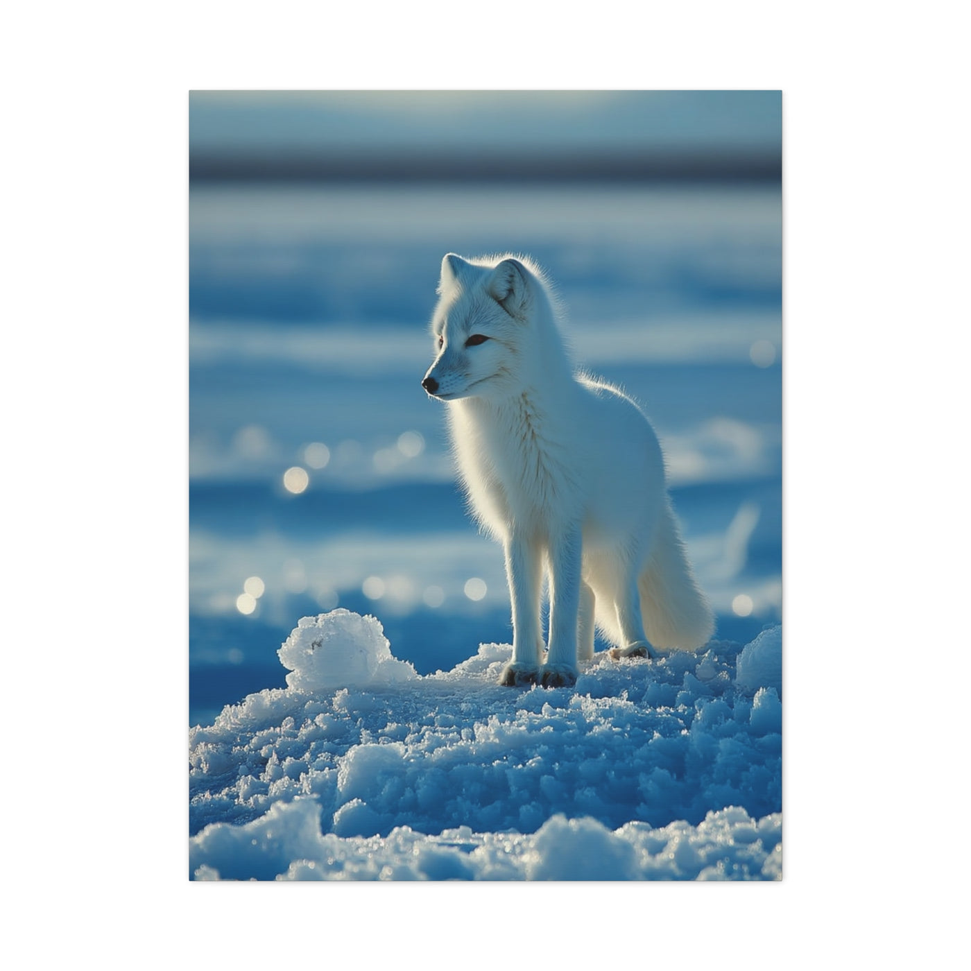 Arctic Fox Snow Minimal Portrait Wall Art & Canvas Print