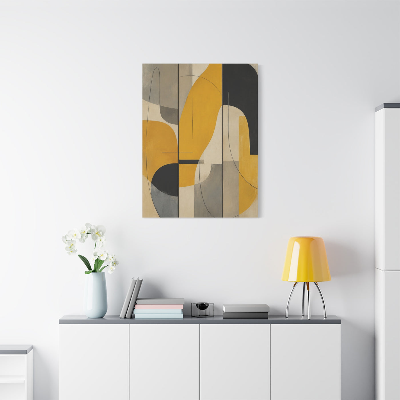 Organic Flow Mustard Curve Abstract Wall Art & Canvas Print