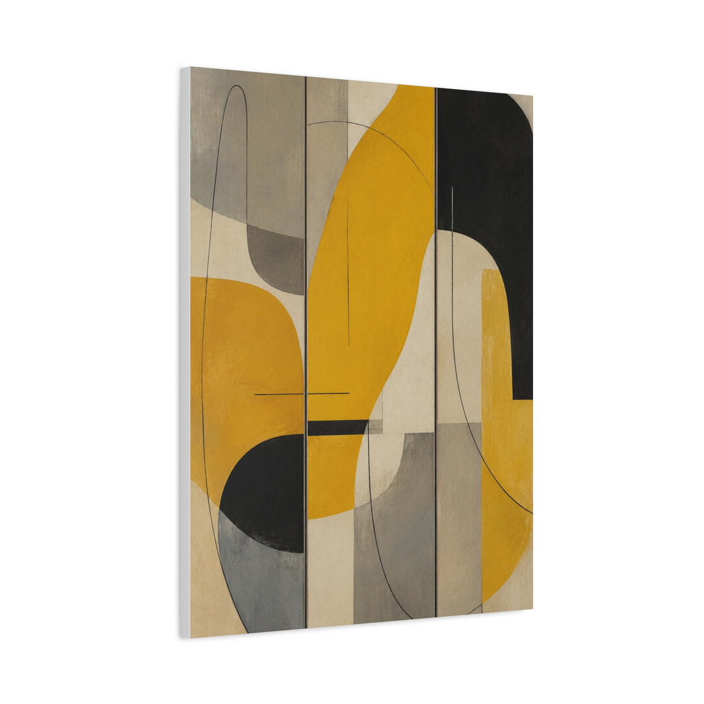 Organic Flow Mustard Curve Abstract Wall Art & Canvas Print