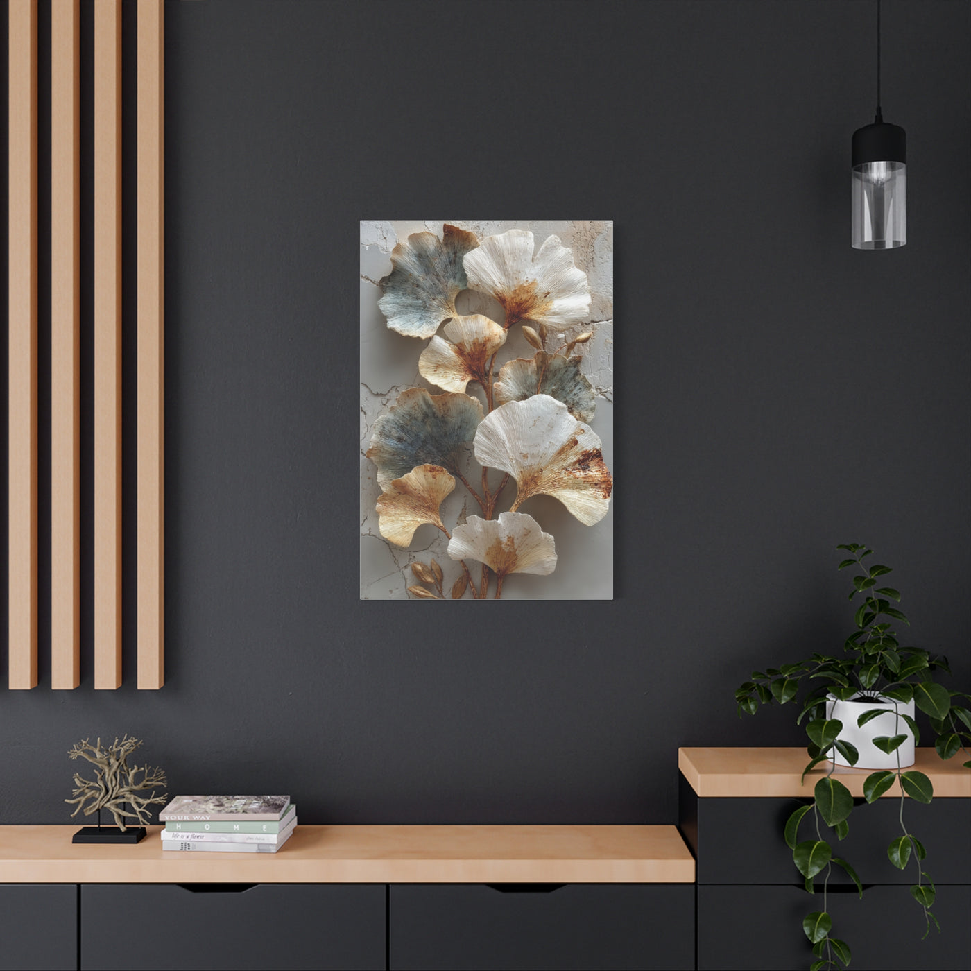 Textured Ginkgo Botanical Wall Art & Canvas Print