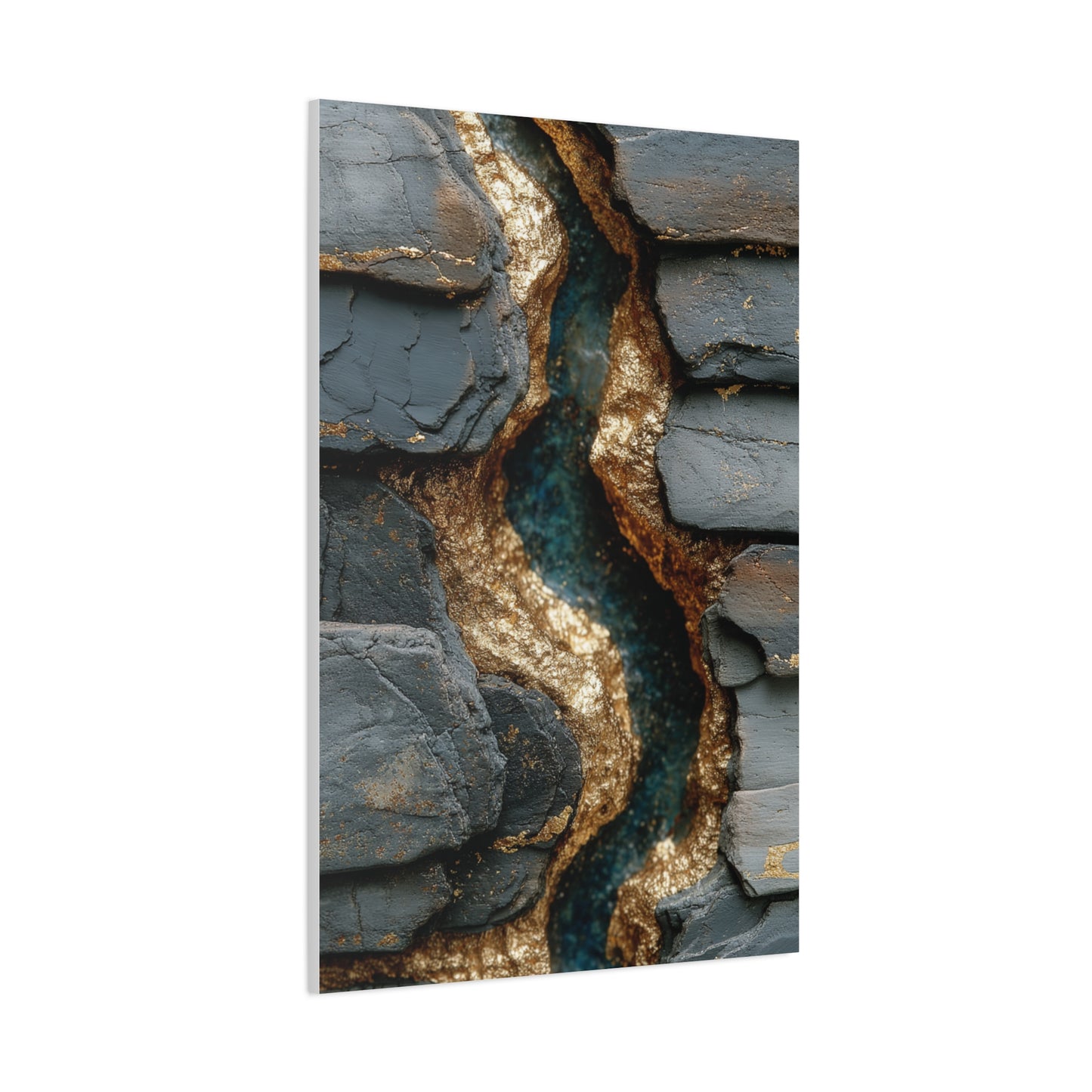 Black and Gold Abstract River Texture Wall Art & Canvas Print