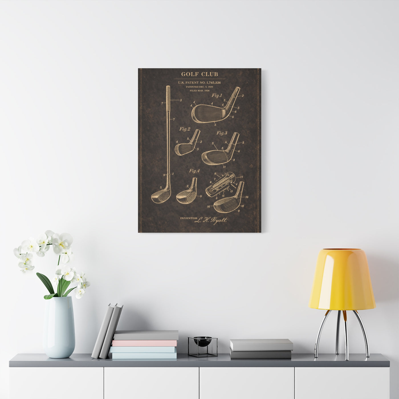 Antique Golf Club Patent Diagram Wall Art & Canvas Print