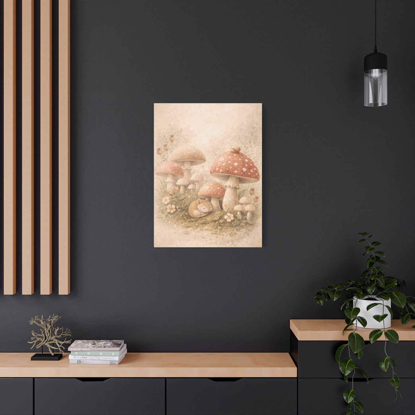 Soft Nursery Mushroom Garden Storybook Scene Wall Art & Canvas Print