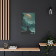 Golden Moon Ocean Silhouette Wall Art & Canvas Print