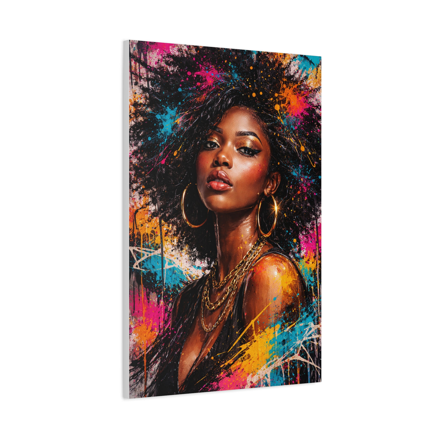 Afrocentric Graffiti-Style Portrait Wall Art & Canvas Print