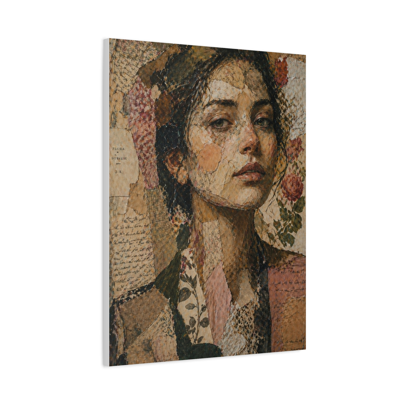 Mixed-Media Feminine Portrait Collage Wall Art & Canvas Print