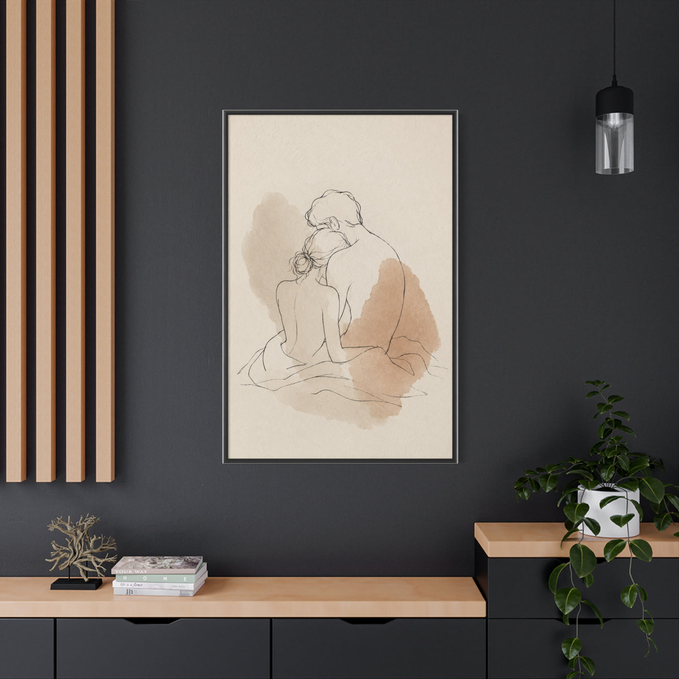 Delicate Sketch Couple Quiet Intimacy Wall Art & Canvas Print