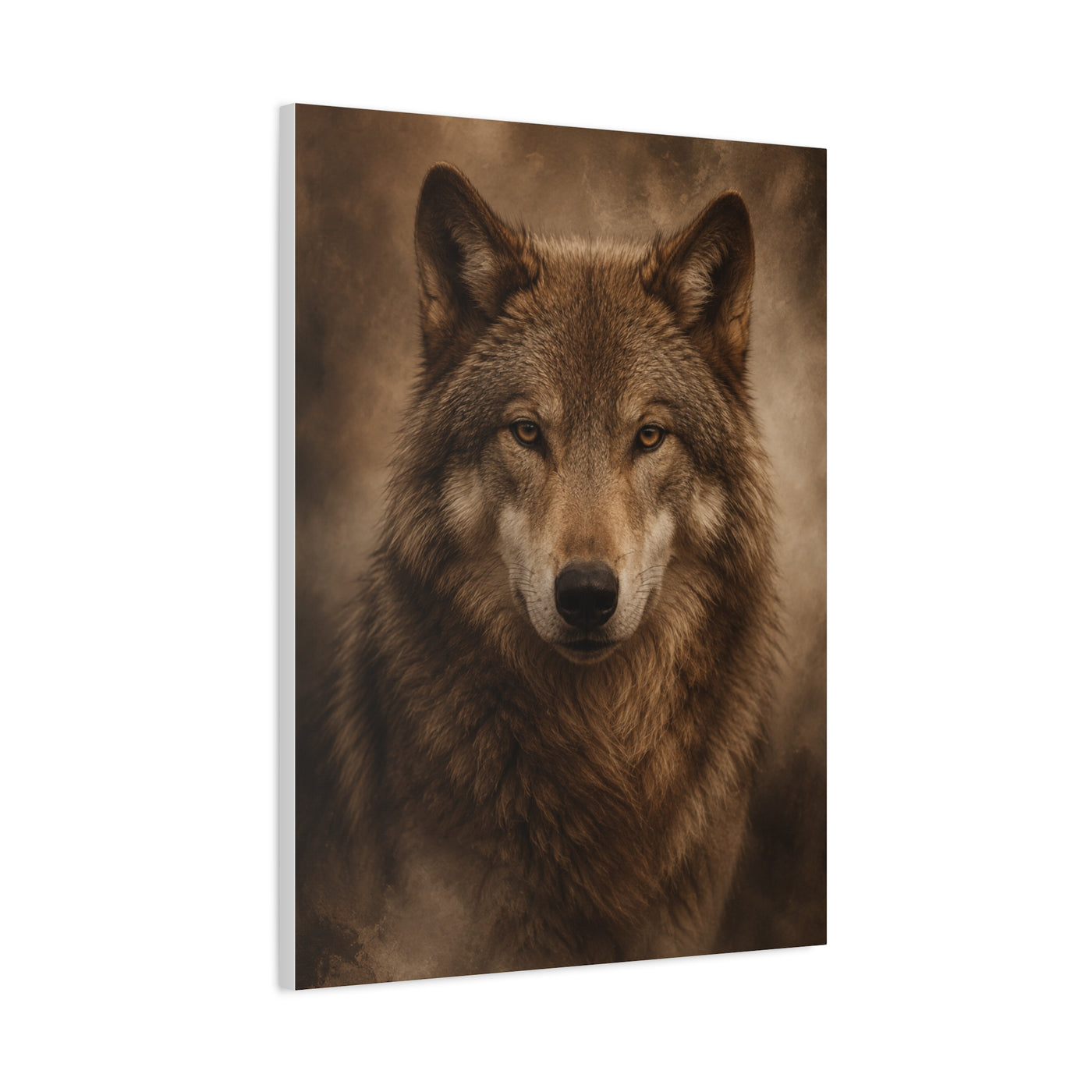 Warm-Toned Studio Wolf Portrait Wall Art & Canvas Print
