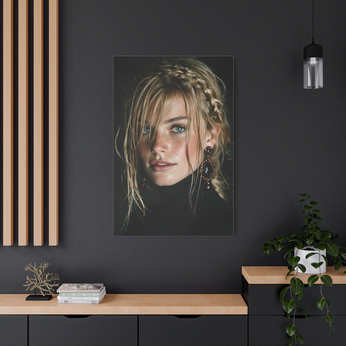 Wind-Swept Blonde Muse Editorial Portrait Wall Art & Canvas Print