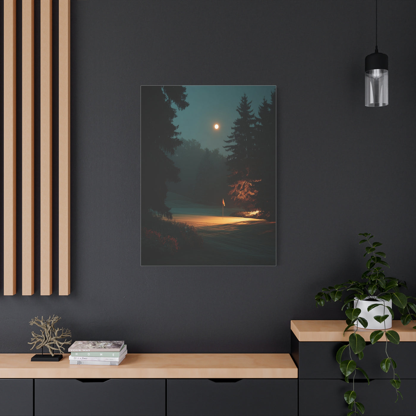 Moonlit Golf Green Cinematic Wall Art & Canvas Print