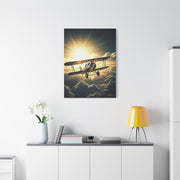 Sunlit Vintage Biplane Flight Wall Art & Canvas Prints