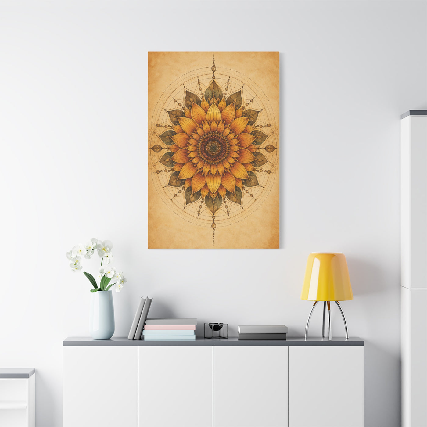 Sacred Sunflower Mandala Wall Art & Canvas Print