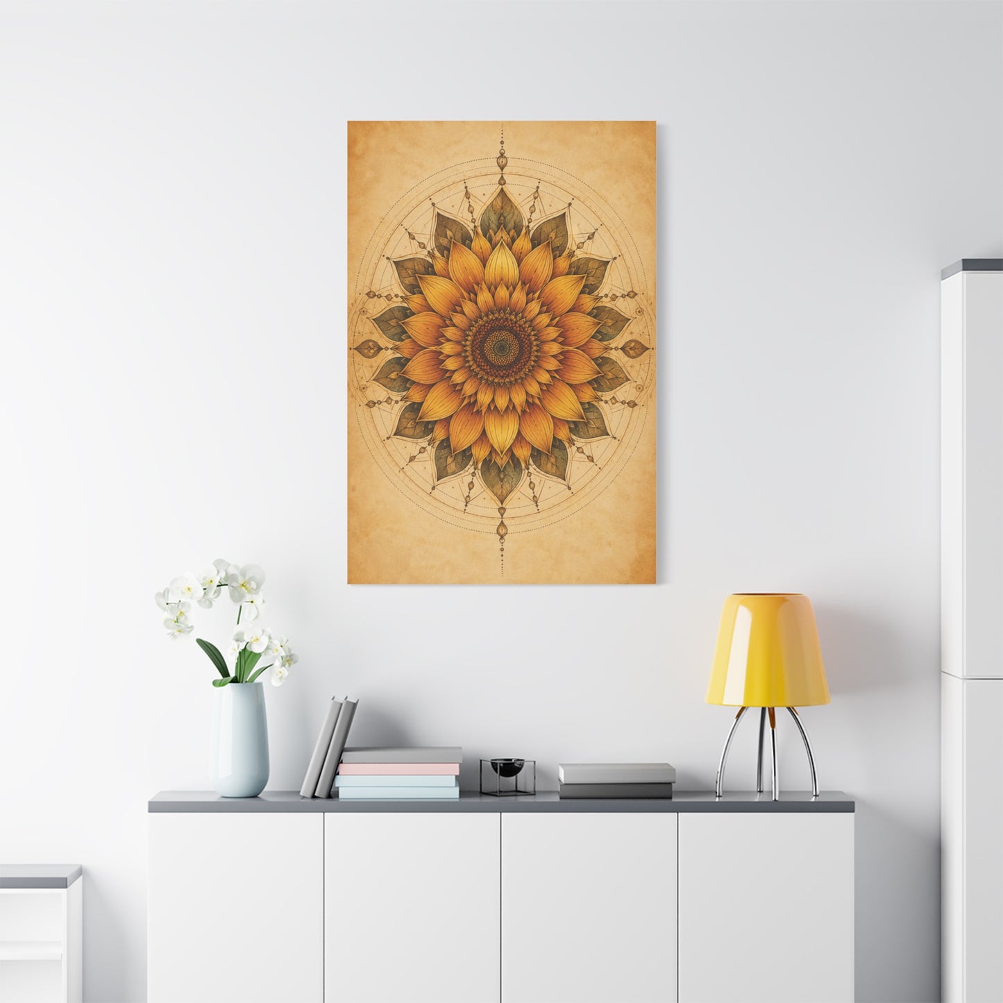 Sacred Sunflower Mandala Wall Art & Canvas Print