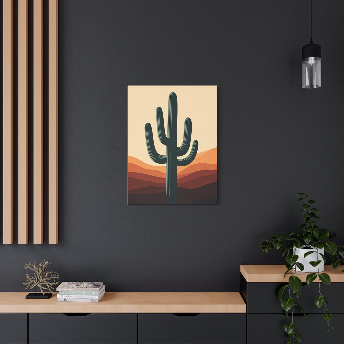 Layered Desert Landscape Saguaro Illustration Wall Art & Canvas Prints