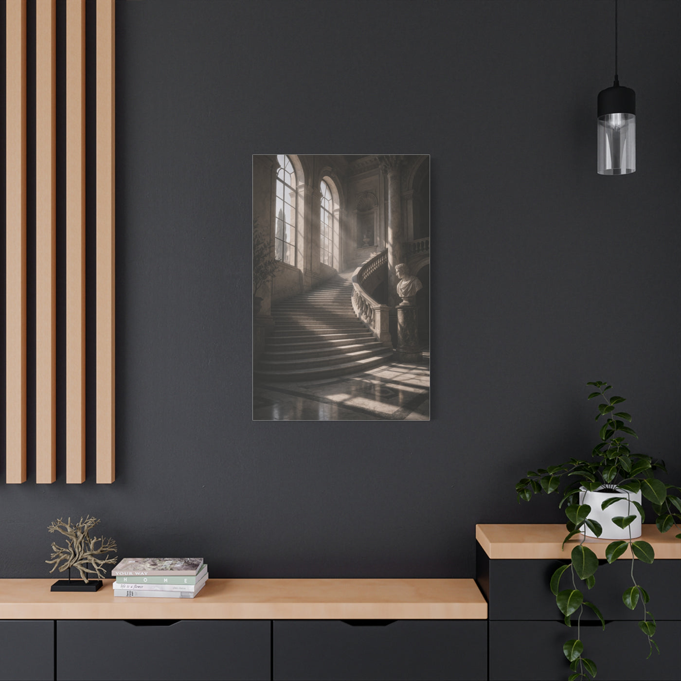Sunlit Italian Palazzo Staircase Wall Art & Canvas Print