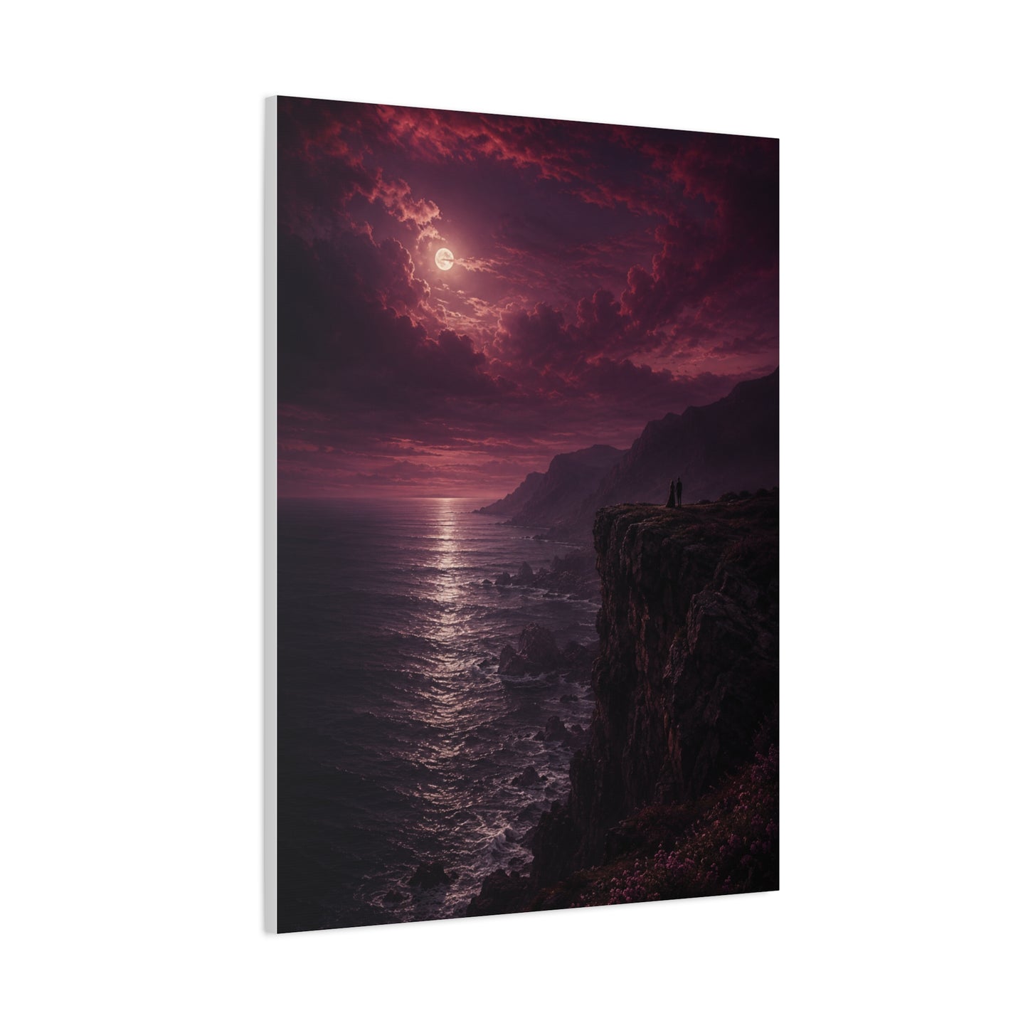 Moonlit Cliffside Love Landscape Wall Art & Canvas Print