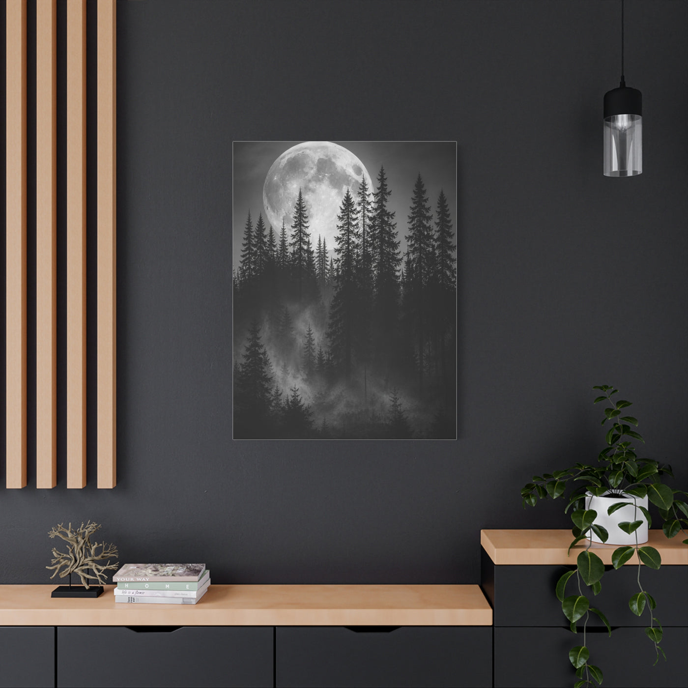 Moonlit Pine Forest Mystical Night Trees Wall Art & Canvas Print