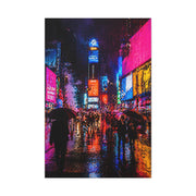 Times Square Neon Rain Night Wall Art & Canvas Print
