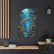 Deep Reef Canyon Turtle Journey Tropical Wall Art & Canvas Print