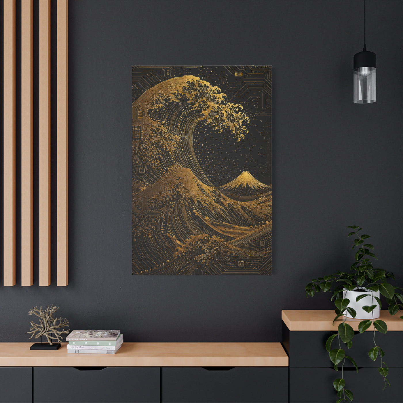 Neo-Tech Golden Wave Fusion Wall Art & Canvas Print
