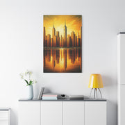 Skyline Reflections in Gold Wall Art & Canvas Prints