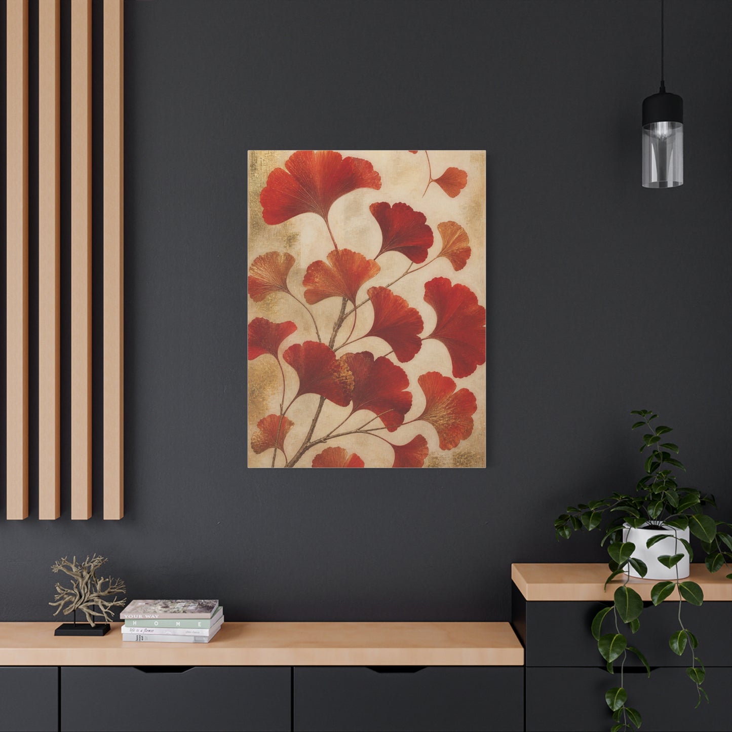 Red Ginkgo Botanical Composition Wall Art & Canvas Print