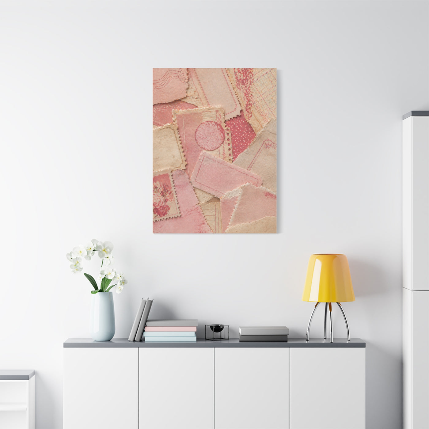 Vintage Pink Paper Collage Wall Art & Canvas Print
