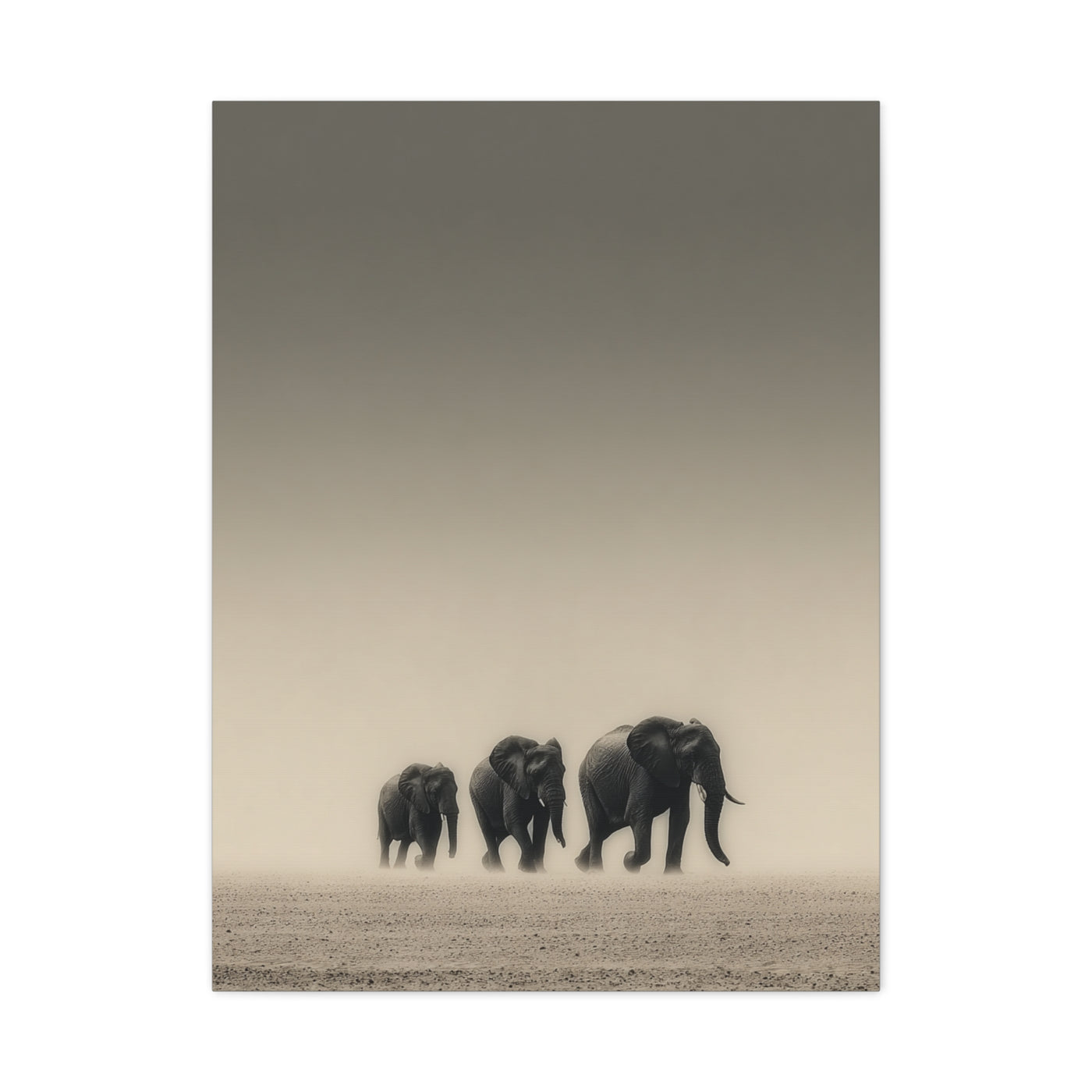 Minimal Elephant Family Dune Crossing Wall Art & Canvas Print