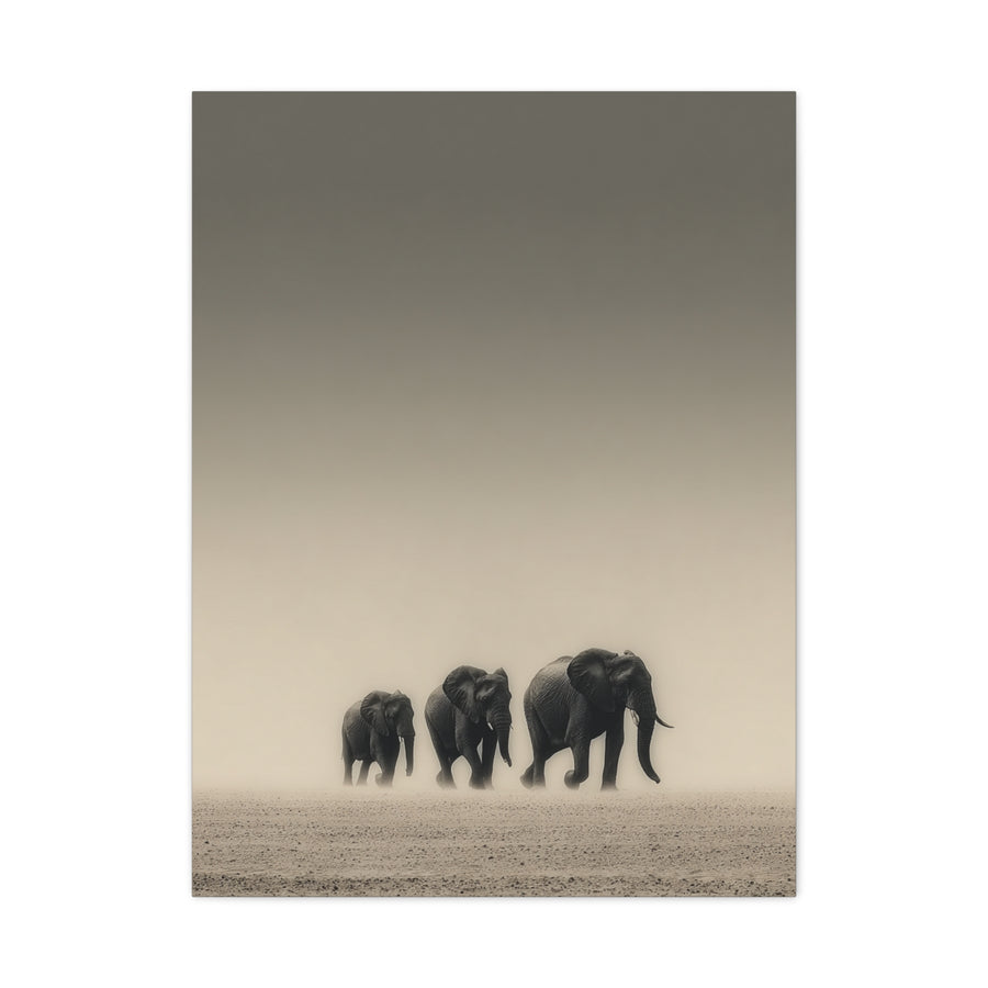 Minimal Elephant Family Dune Crossing Wall Art & Canvas Print