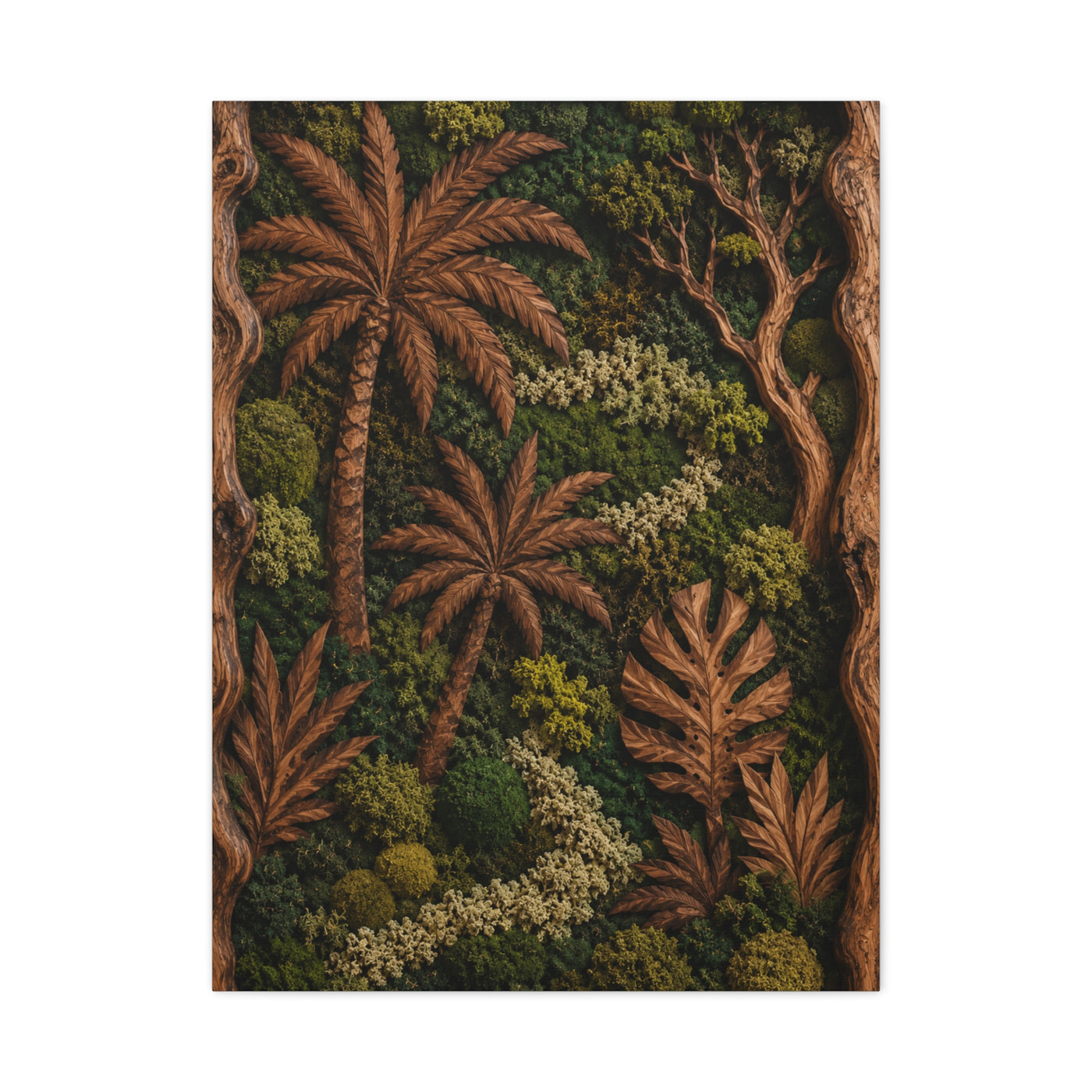 Biophilic Tropical Wood Relief Landscape Tropical Wall Art & Canvas Print