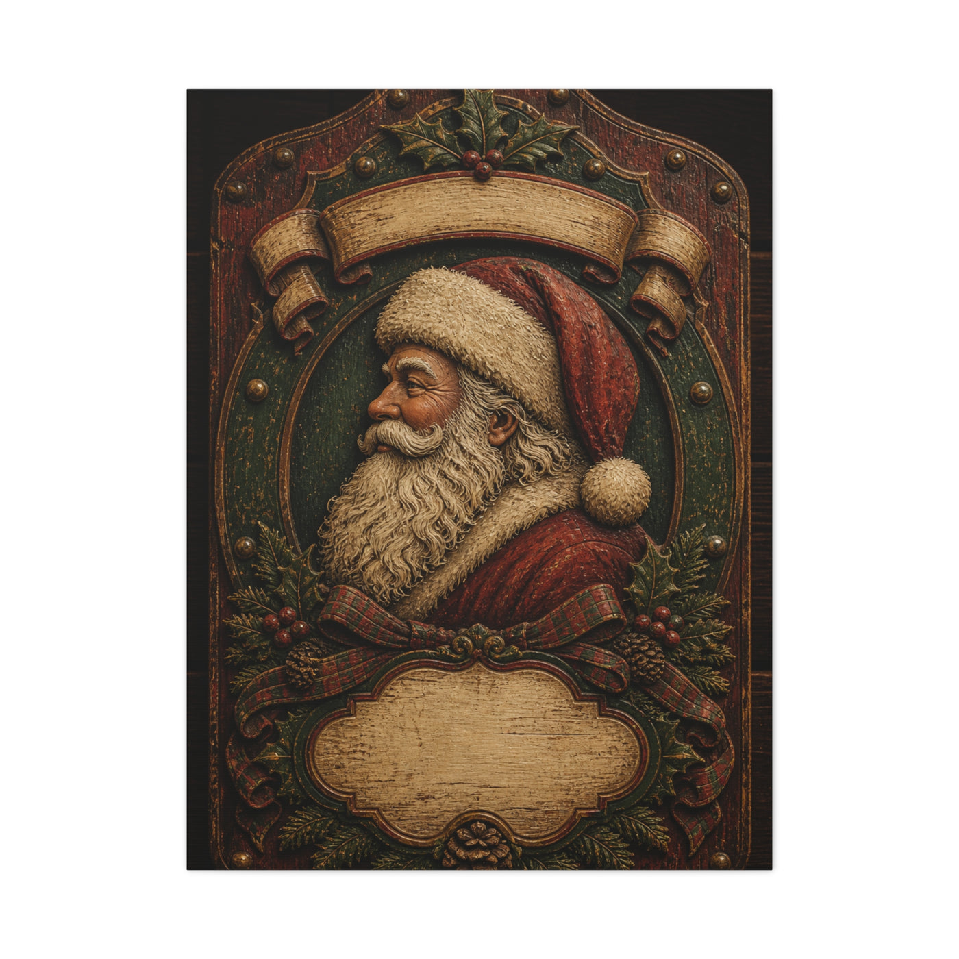 Heirloom Santa Wooden Plaque Wall Art & Canvas Print
