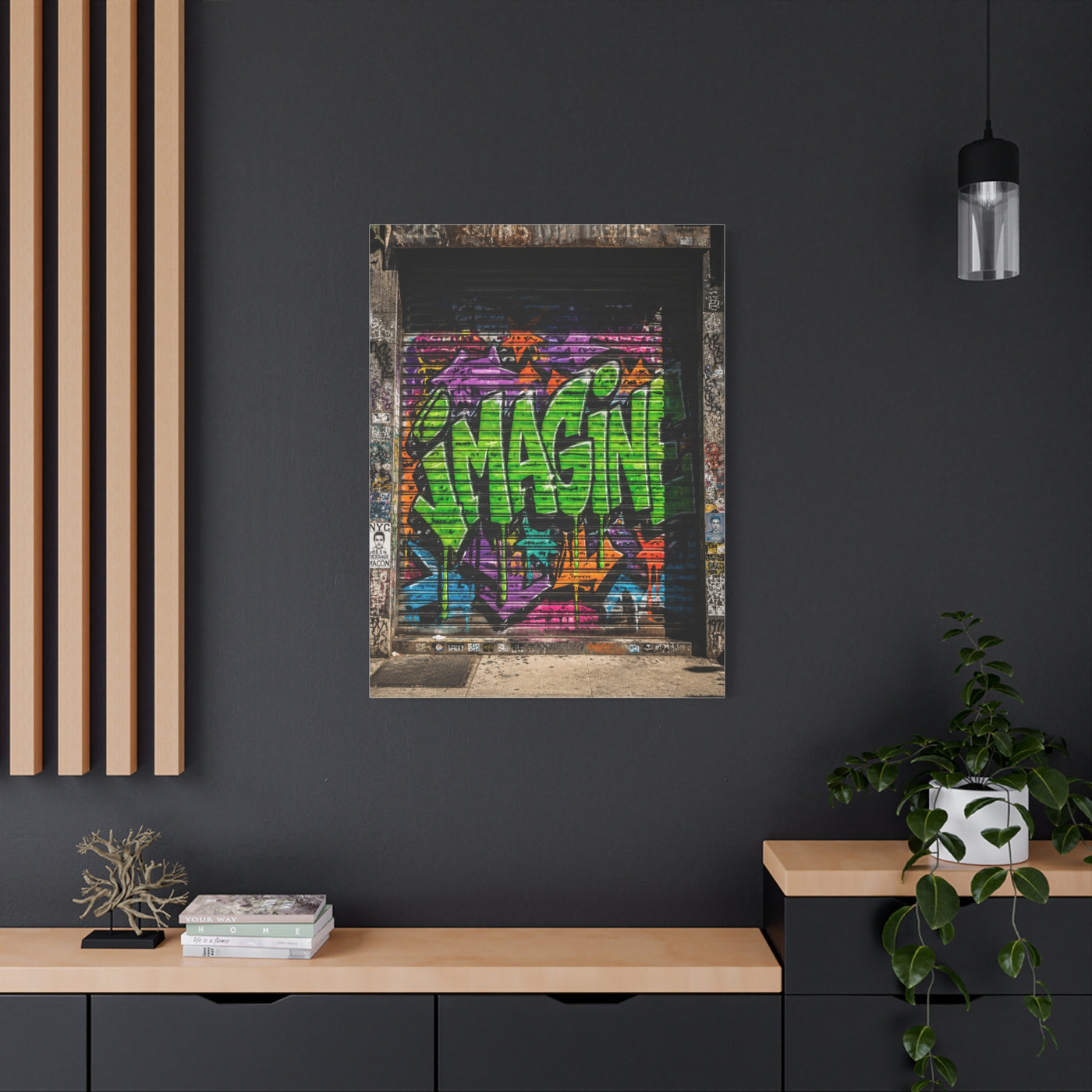 Imagine Graffiti Alley Door Street Wall Art & Canvas Print
