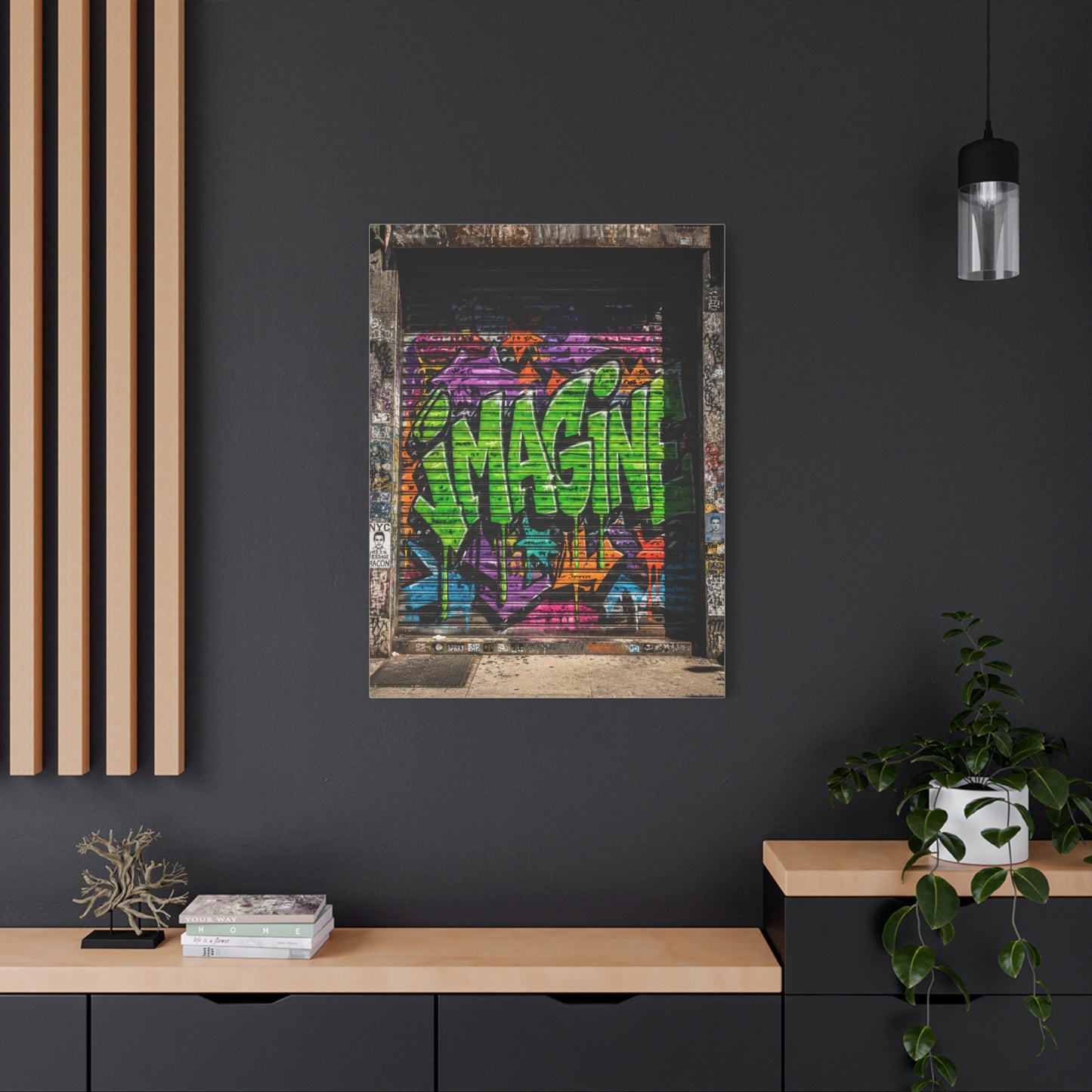Imagine Graffiti Alley Door Street Wall Art & Canvas Print