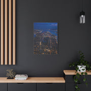 Aerial Manhattan Night Grid Wall Art & Canvas Print