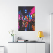 Times Square Neon Rain Night Wall Art & Canvas Print