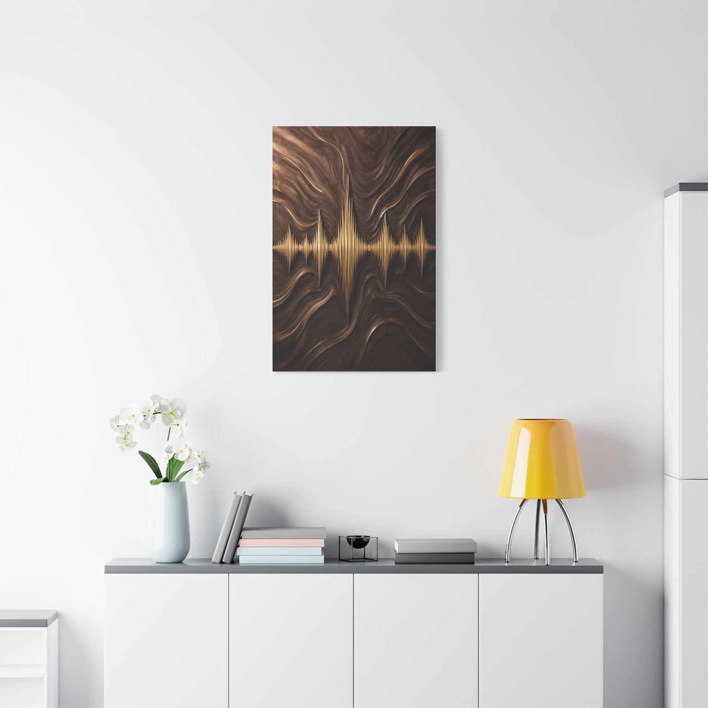 Golden Acoustic Wave Woodgrain Wall Art & Canvas Print