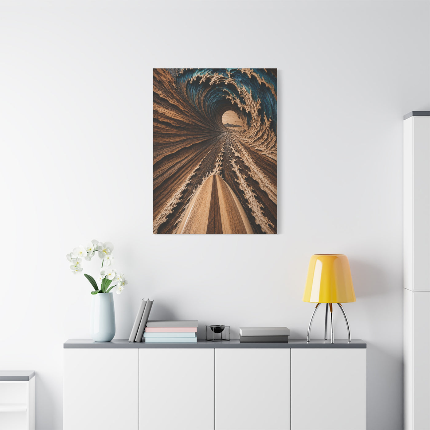Wooden Barrel Tunnel Surf View Wall Art & Canvas Print