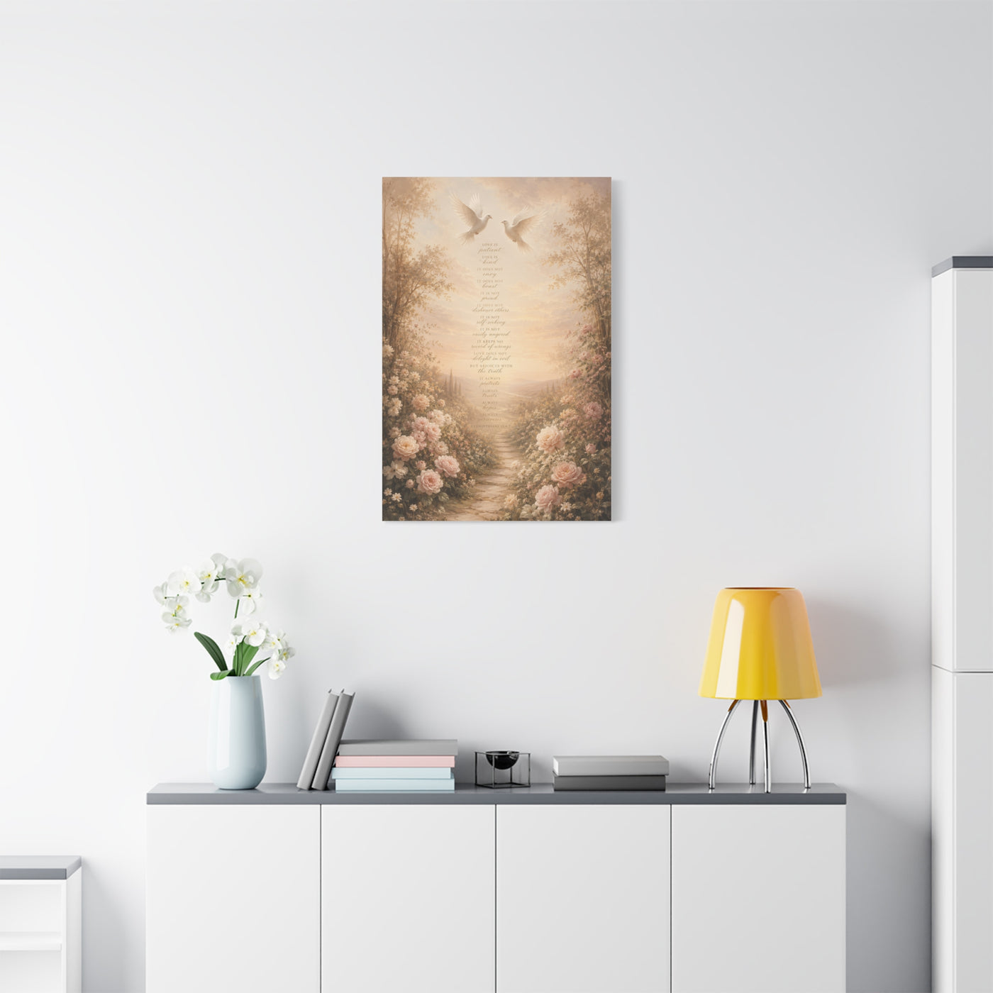 1 Corinthians 13 Dove Garden Scripture Wall Art & Canvas Print